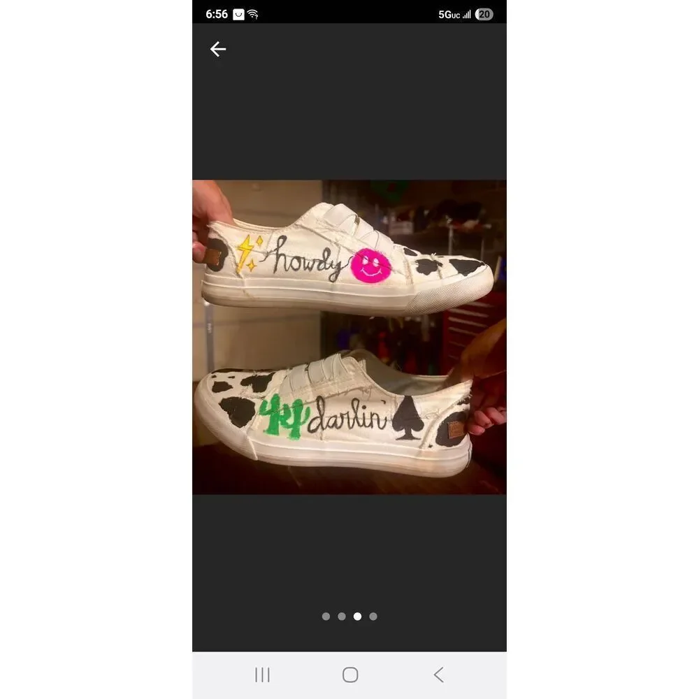 Hand painted Blowfish shoes western design womens size 9 cow print